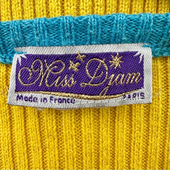 1970s Miss Djam Paris Top sz Small Knit Preppy Mod Stripe - Picture 4 of 7